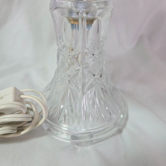 Boudoir Cut Glass Crystal Brass Night Light Dresser Lamp Vintage 11" Pinwheel - Picture 15 of 16
